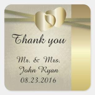 Elegant Golden Hearts Design Square Sticker