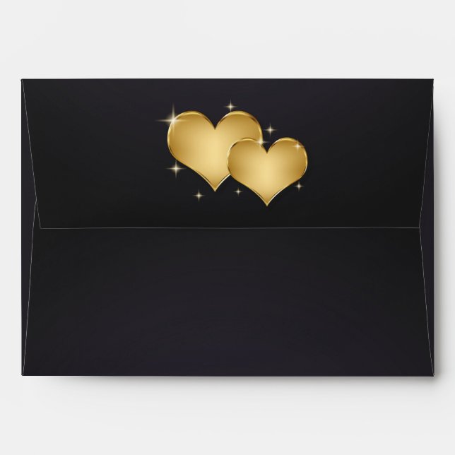Elegant Golden Hearts - Envelope A7 (Back (Top Flap))