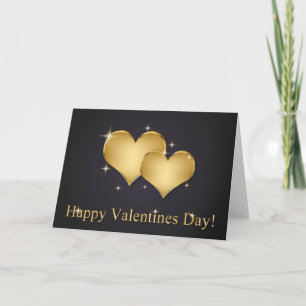 Elegant Golden Hearts Name - Valentine's Day Holiday Card