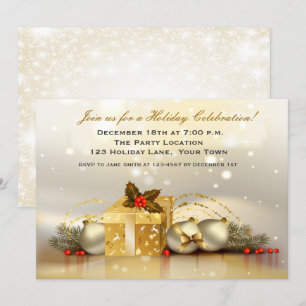 Elegant Golden Holiday Party Invitation