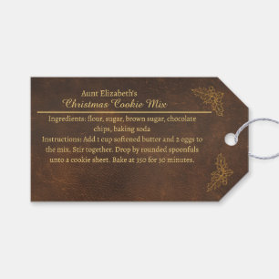 Elegant Golden Holly Christmas Cookie Mix Label