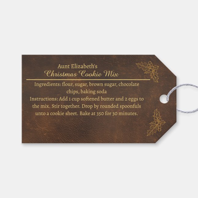 Elegant Golden Holly Christmas Cookie Mix Label (Front (Horizontal))