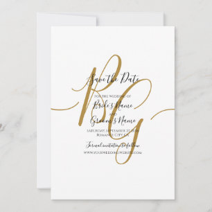 Elegant Golden Initials Wedding Save The Date