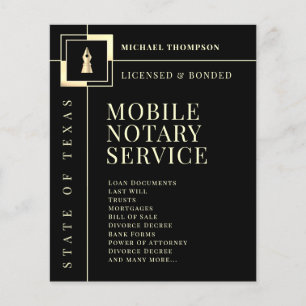 Elegant golden ink pen notary flyer