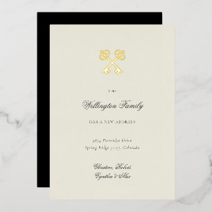Elegant Golden Key New Address Moving Annoucement