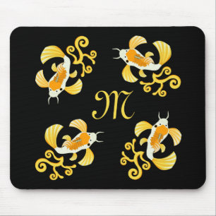 Elegant Golden Koi Butterfly Fish Mouse Mat