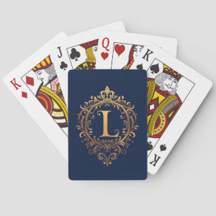 Elegant Golden L Letter Monogram Playing Cards