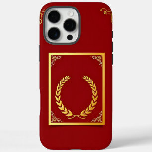 Elegant Golden Laurel in Rectangular Frame iPhone 16 Pro Max Case
