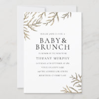 Elegant Golden Leaf Boy or Girl Baby Shower Invite