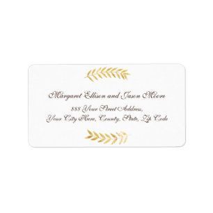 Elegant Golden Leaves and Dark Brown Address Label