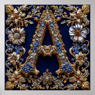 Elegant Golden Letter "A" With Ornate Floral Decor
