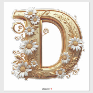 Elegant Golden Letter D With Floral Design