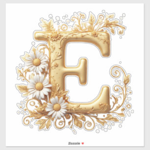 Elegant Golden Letter E With Floral Design