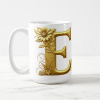 Elegant Golden Letter E With Floral Design