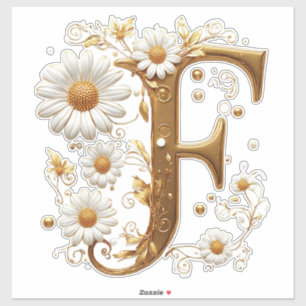Elegant Golden Letter F With Floral Embellishments