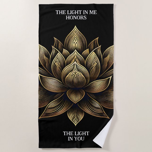 Elegant Golden Lotus Flower The Light in Me ... Beach Towel (Front)