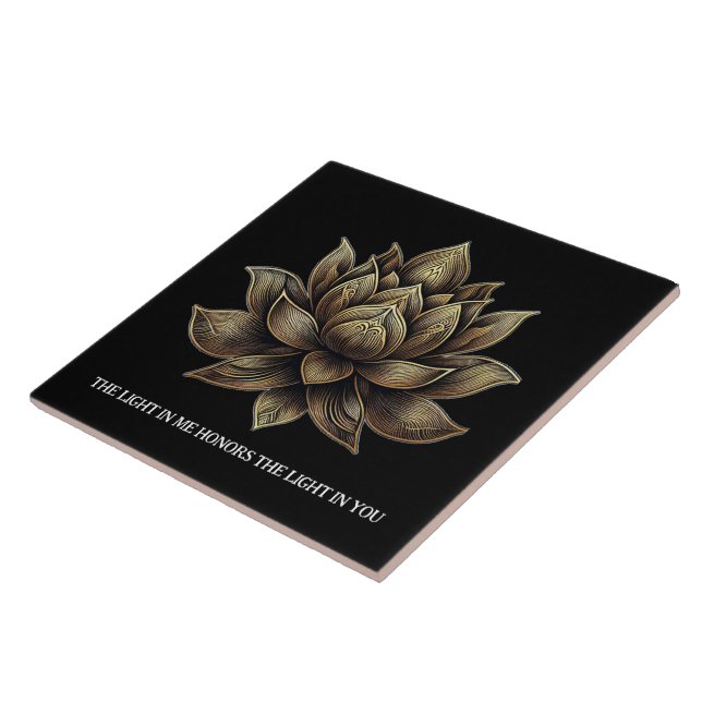 Elegant Golden Lotus Flower The Light in Me ... Tile (Side)