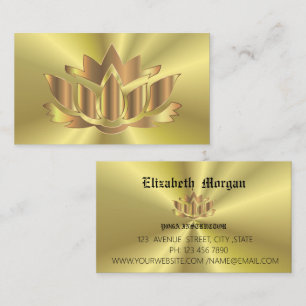 Elegant golden     lotus flower yoga business card