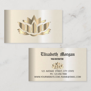 Elegant golden     lotus flower yoga business card