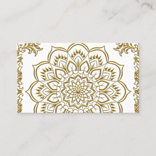 Elegant golden lotus flower yoga business card (Front)