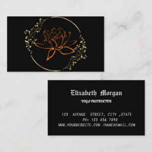 Elegant golden lotus flower yoga business card