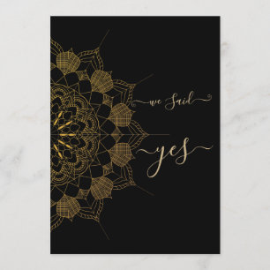Elegant Golden Mandala Black Invitation