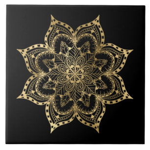 elegant golden mandala decor ceramic tile