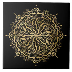 elegant golden mandala decor ceramic tile