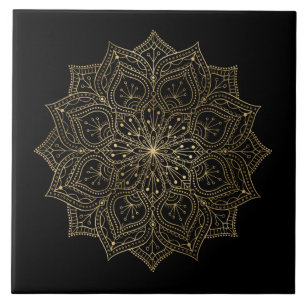 elegant golden mandala decor tile