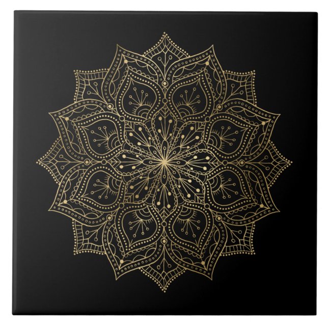 elegant golden mandala decor tile (Front)