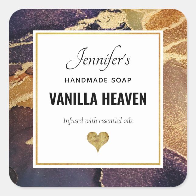 Elegant Golden Marble Artistic Product Square Sticker (Front)