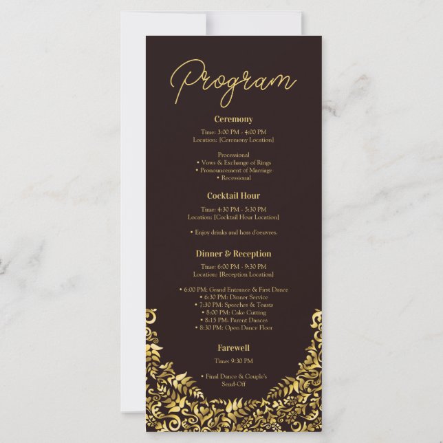 Elegant Golden Maroon Wedding Programme  (Back)