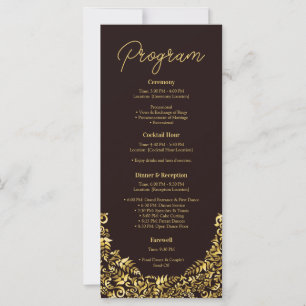 Elegant Golden Maroon Wedding Programme