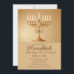 Elegant Golden Menorah Hanukkah Party Invitation<br><div class="desc">Hanukkah party design with a gold menorah.</div>