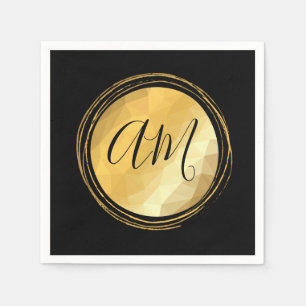 Elegant golden metallic festive initial letters napkin