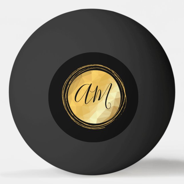 Elegant golden metallic festive initial letters  ping pong ball (Front)