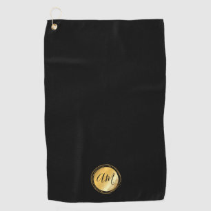 Elegant golden metallic minimal calligraphy letter golf towel
