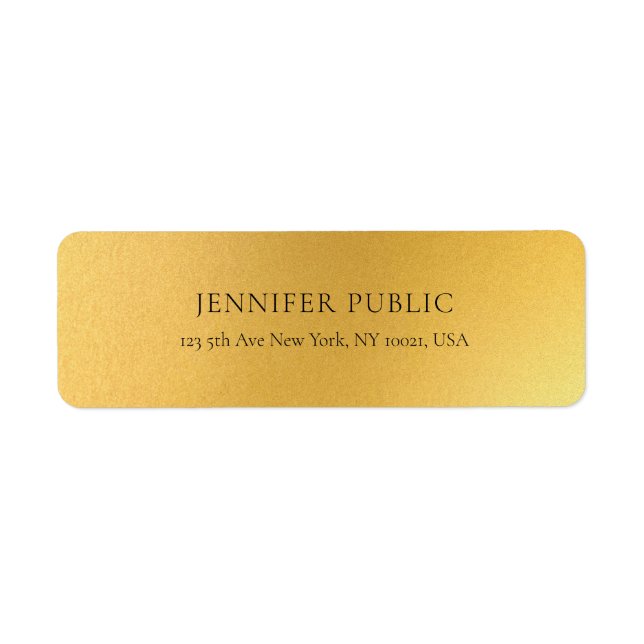 Elegant Golden Modern Glamour Gold Return Address (Front)