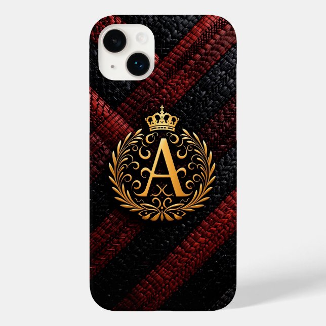 Elegant Golden Monogram Letter A with Regal Crown Case-Mate iPhone Case (Back)