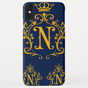 Elegant Golden Monogram With Decorative Crown iPhone XS Max Case