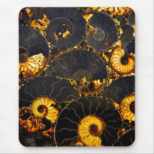 Elegant golden nautilus design mouse mat
