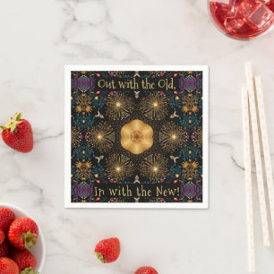 Elegant Golden New Year Kaleidoscope Napkin