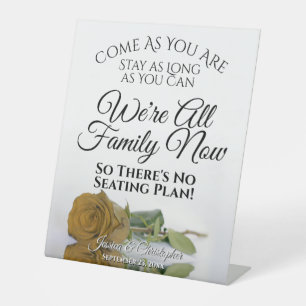 Elegant Golden Ochre Rose Open Seating Wedding Pedestal Sign