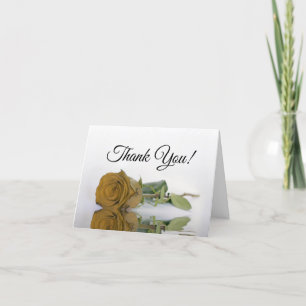Elegant Golden Ochre Rose Wedding Photo Inside Thank You Card