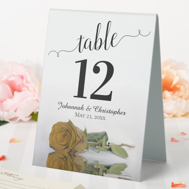 Elegant Golden Ochre Rose Wedding Table Number (In SItu (Wedding))