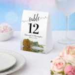 Elegant Golden Ochre Rose Wedding Table Number<br><div class="desc">These tent signs will not only help your guests find their tables, they'll also make your wedding reception more beautiful. The design is both elegant and romantic featuring a single gold ochre or mustard yellow coloured rose lying on its side reflecting in water with waves and ripples. The title is...</div>
