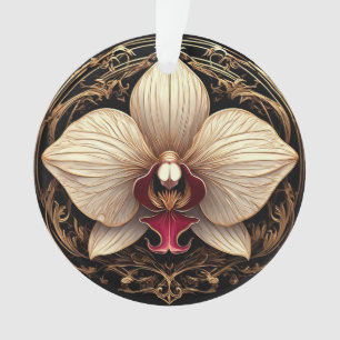 Elegant Golden Orchid Design Ornament