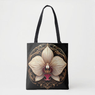 Elegant Golden Orchid Design Tote Bag