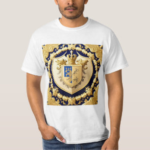 Elegant Golden Ornamental Crest with Shield T-Shirt