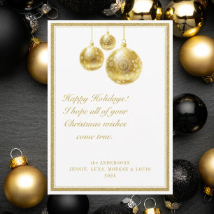 Elegant golden ornaments and frame Christmas card